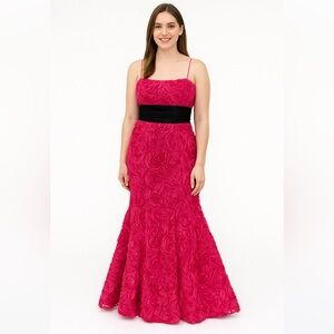 Fancy Schmancy sz 12 pink floral textured gown floor length formal gala prom